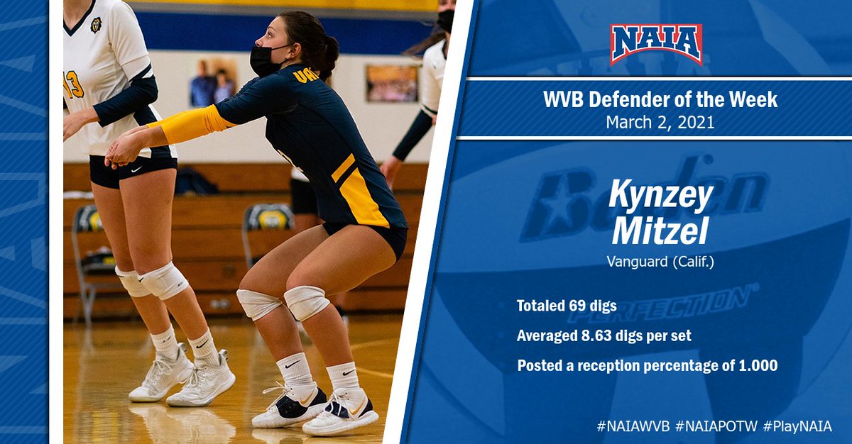 NAIA's tweet photo. W🏐

Kynzey Mitzel of @VULions is this week's women's volleyball defender of the week 

#PlayNAIA #collegevolleyball #NAIAPOTW #NAIAWVB https://t.co/QikPJSLhiW