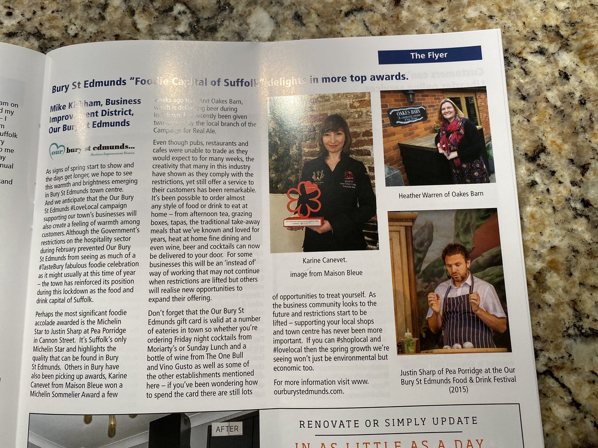 MarkourbseBID's tweet photo. Pleased to be promoting our local businesses &amp; this time its @Maison_Bleue @oakesbarn &amp; @peaporridge &amp; the services we provide for them in partnership with @bstetc in the latest edition of the @BuryFlyer https://t.co/WOeX7h2A9c