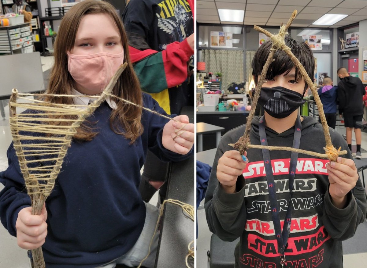 DMSArtMrs_Craig's tweet photo. Getting into the Spring of things with nature art! Branch weaving is underway at DMS for Big Art Day 🙌 Students went out on a limb and constructed their own looms from natural (free!😁) resources #winwin Tomorrow....WE WEAVE!! ♻️🌈✌🎨 #bigartday21 #ComalFineArts #DMSArt https://t.co/FagidwmyVo
