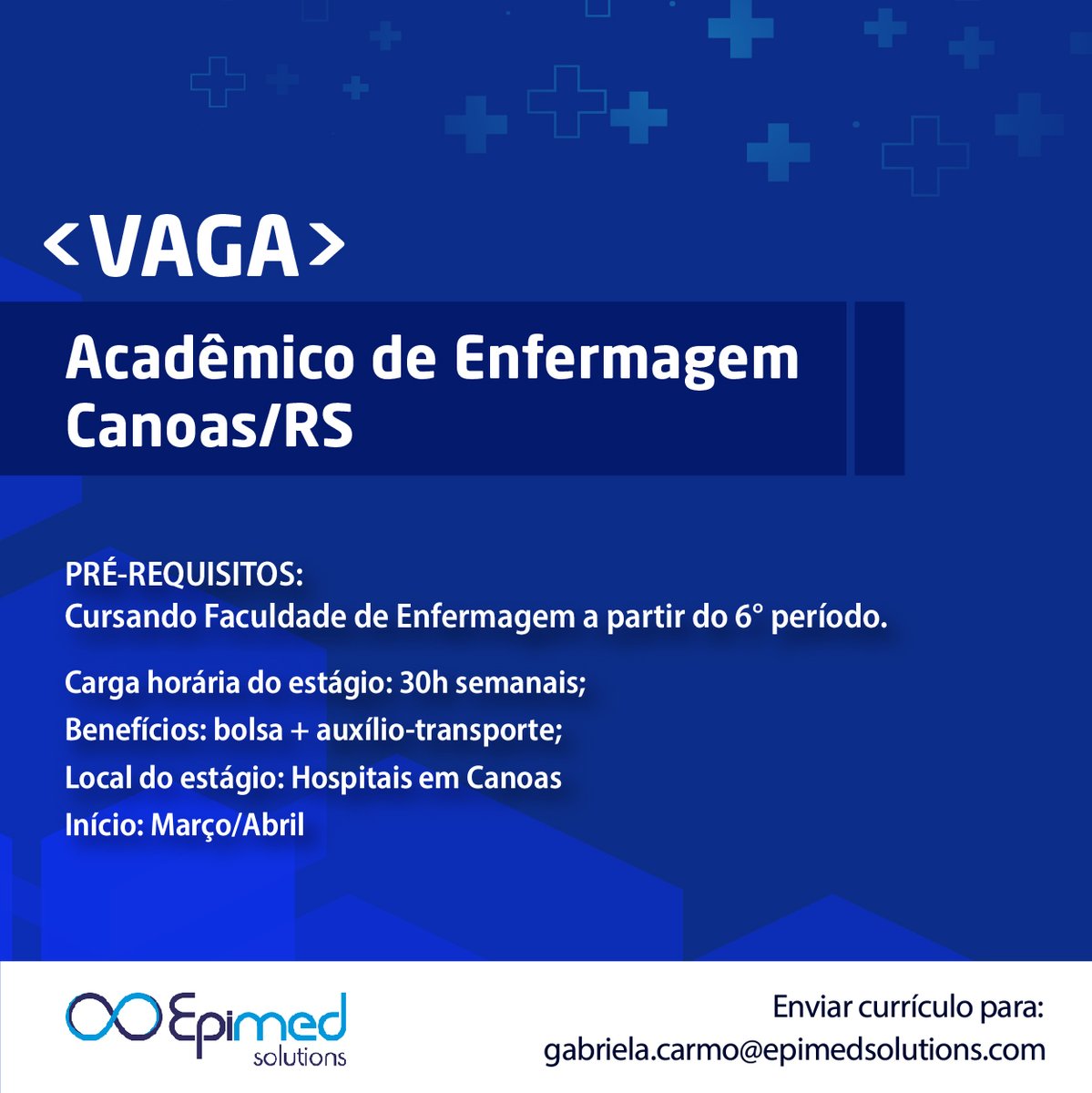 Venha estagiar conosco!
#TemosVaga #Estagio #Enfermagem