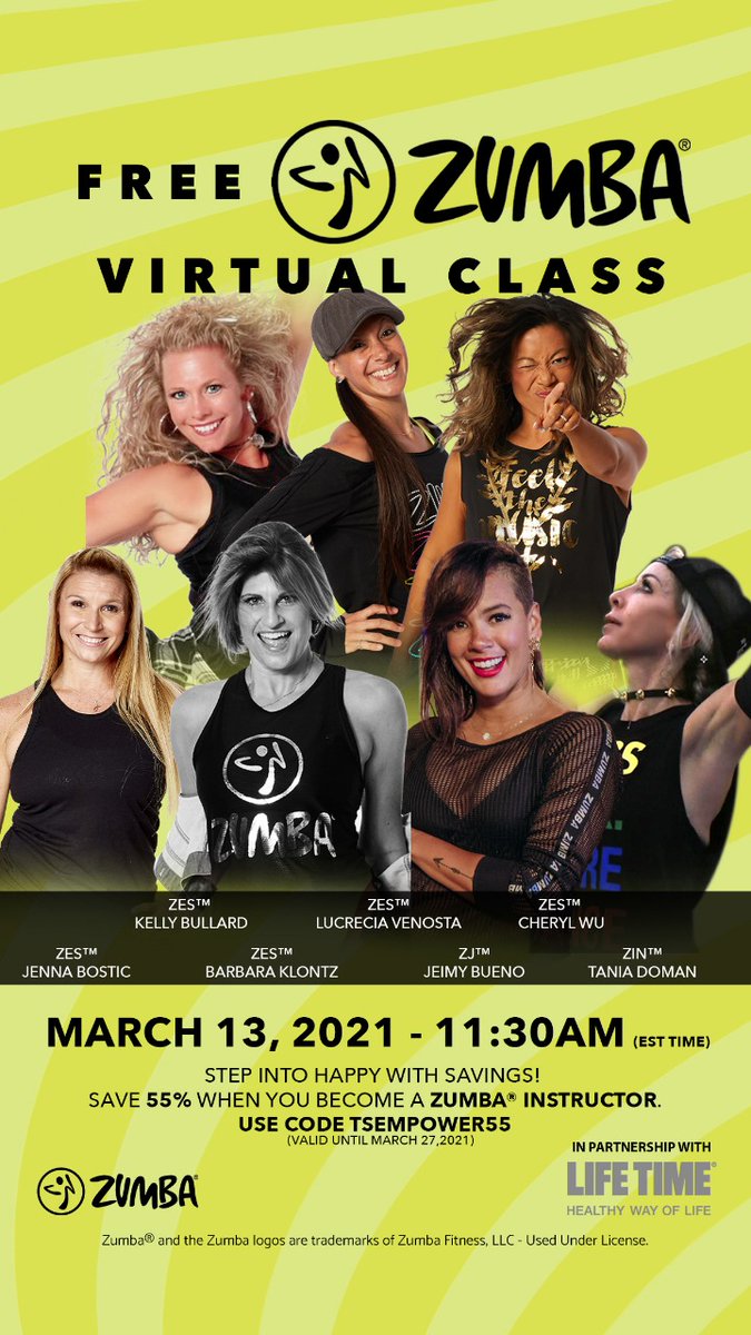 EMPOWEREVENTS's tweet photo. Free Zumba Virtual Class on March 13th with, Jenna Bostic, Kelly Bullard, Barbara Klontz,... https://t.co/TzRqiahwL1 https://t.co/ExoHLEVwLH