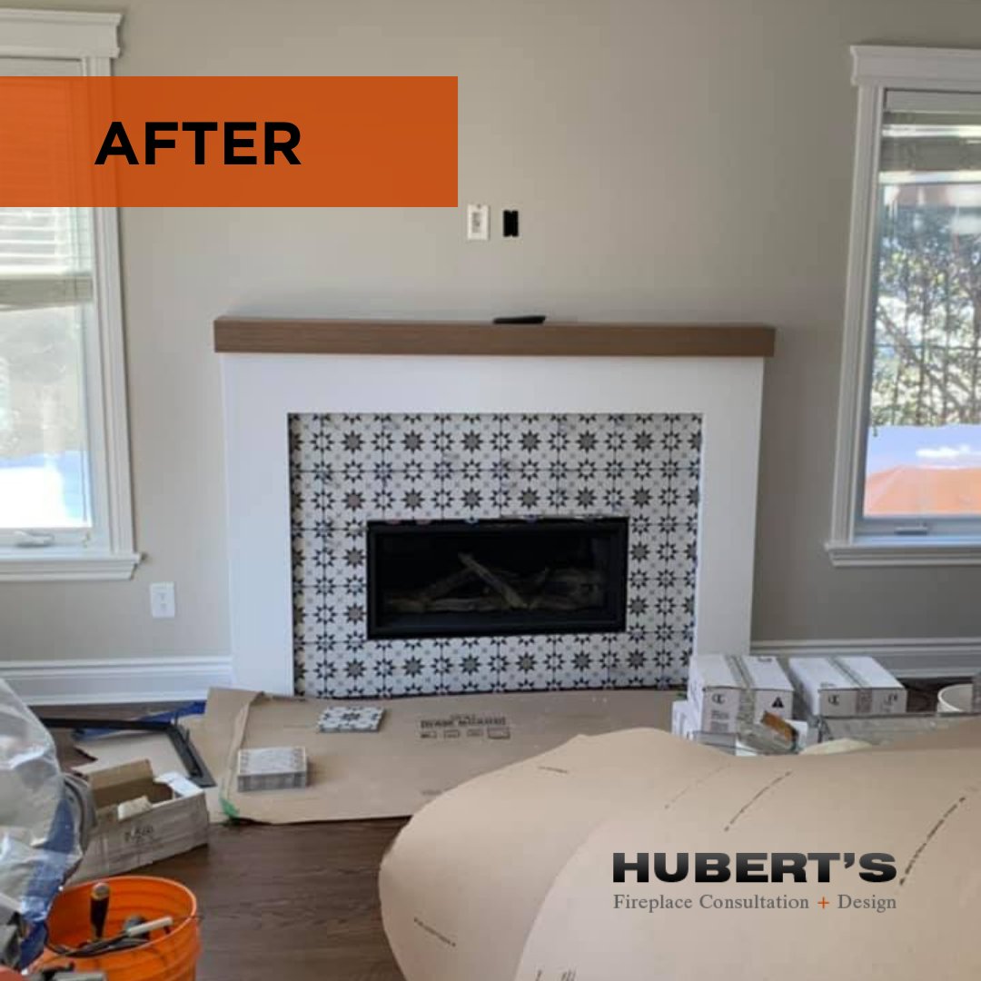 It's not quite finished yet but we LOVE these before and after photos from Westyle Interior Design. Lisa choose the #EnviroFireplaces C34 gas fireplace for this family room in her #KanataLakesProject 🔥 Stunning tile work by <a href="/EuroTileStone/">Euro Tile & Stone</a>!

#LuxuryFireplaces #OttawaFireplaces