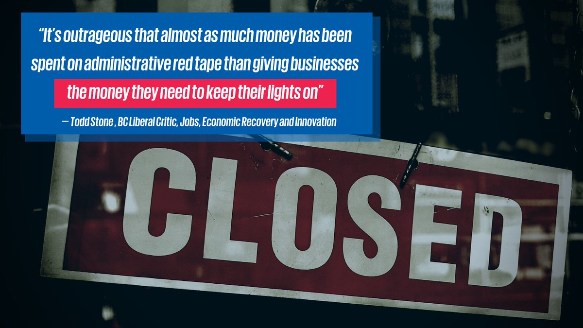 voteBCUnited's tweet photo. While BC businesses continue to hang on by a thread, the NDP has spent almost as much money on administrative costs for its failed grant program as it has actually doled out to struggling businesses.

Small businesses need relief now, not more red tape.

https://t.co/bTmKo1tOua https://t.co/A35R0gHwR1