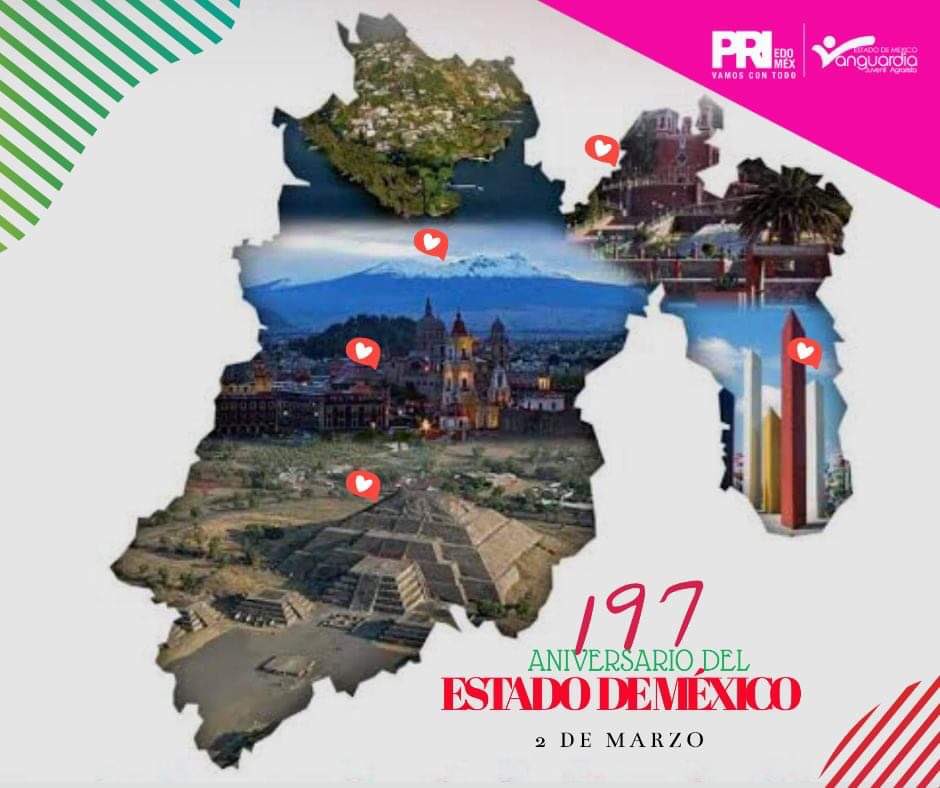 VJA_Edomex's tweet photo. Hoy celebramos el #197AniversarioEdoméx de la fundación de nuestra entidad. 
Gritemos con orgullo su historia, tradiciones, cultura, gastronomía e increíbles paisajes. 
¡Feliz #197AniversarioEdoméx! 🎉🙌🏻 https://t.co/l3bKdrtYrV