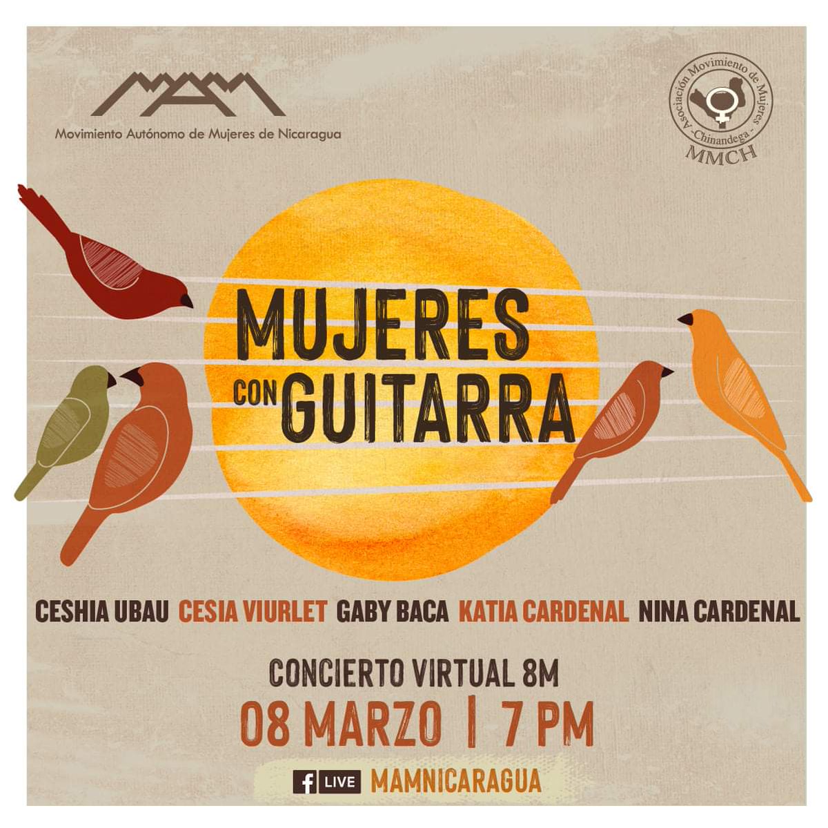 #MujeresconGuitarra ¡cantemos juntas este 8 de marzo! 

🎙️🎸Con la presentación de:  

<a href="/ninacardenal/">nina cardenal</a> 
<a href="/La_Baca_LOCA/">Gaby Baca Vaughan</a> 
<a href="/ceshiaubau/">Ceshia Ubau</a> 
 <a href="/CesiaViurlet/">Cesia Viurlet•</a> 
<a href="/katiacardenal/">katia cardenal MUSICA</a> 

#8M #8M2021 🚺