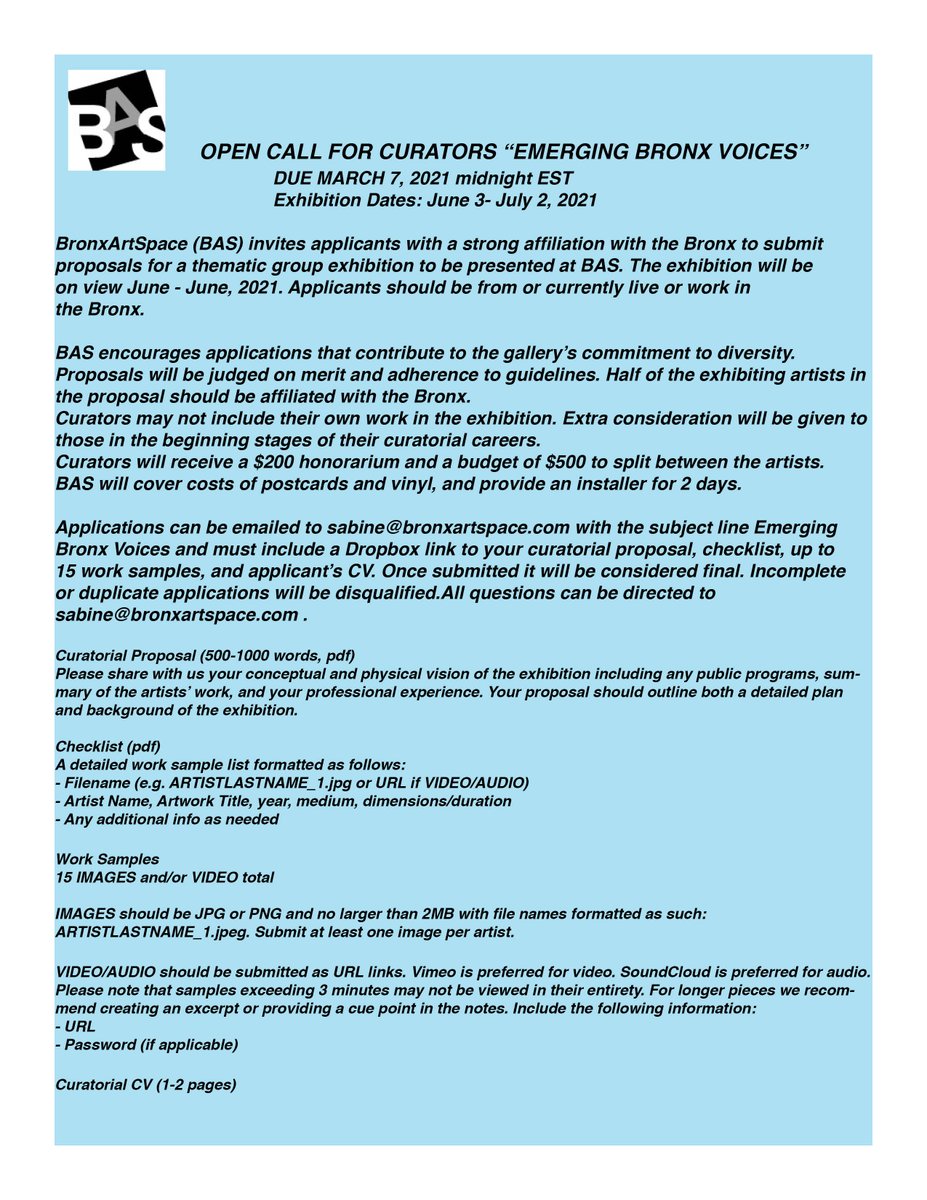 Last week to apply for BAS Open Curatorial Call