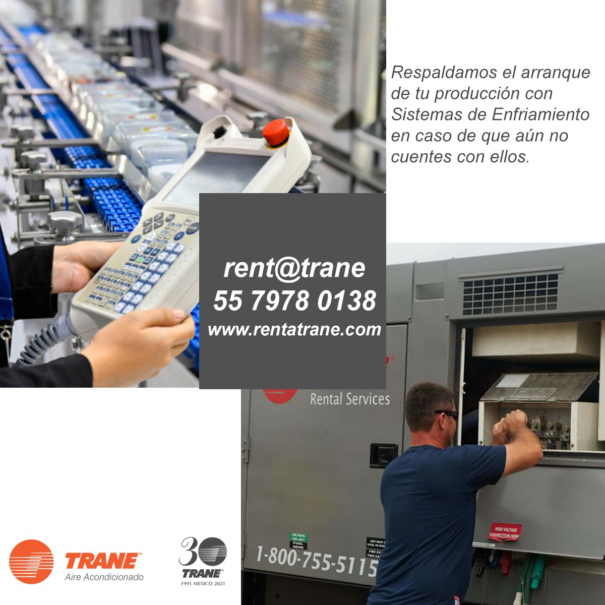 Si tu empresa necesita arrancar su producción, considera la posibilidad de contar con #SistemasDeEnfriamiento que te apoyen a esta tarea. En Renta Trane vamos hasta donde te encuentres. ¡Contacta a un ejecutivo ahora! bit.ly/WA-Trane #TraneContigo