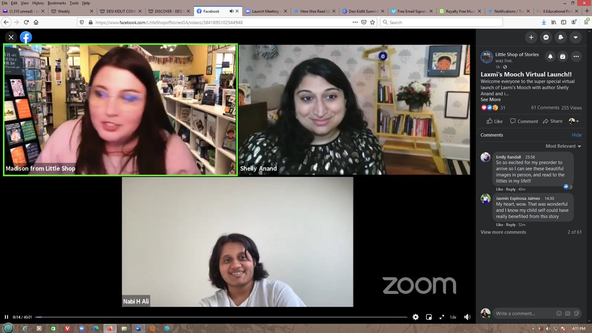 Just caught @maanandshelly @ab_varaham on FB Live celebrating their book launch #LAXMISMOOCH (@KokilaBooks)! It was great to hear the backstory and the powerful message of #bodypositivity!

@tweetpathi @agentsaba #teachers #librarians #Homeschooling #penguinkids #nadiasnook