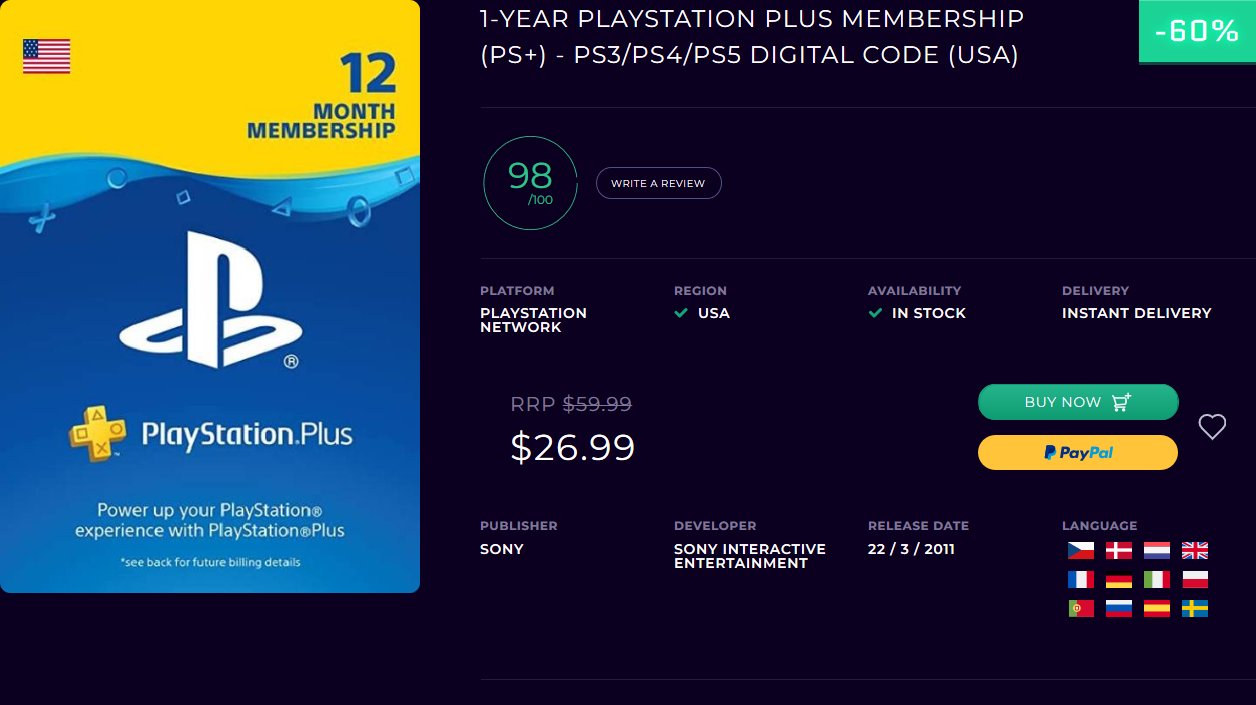 Buy PlayStation Plus Membership, Instant Code