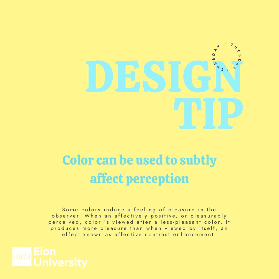 Happy Design Tip Tuesday! Today’s tip can help you take your design to the next level. Before you submit your next design piece, look into the psychology behind the colors you used to make sure they align with what you are trying to achieve! 🌈 #AIGA #GraphicDesign