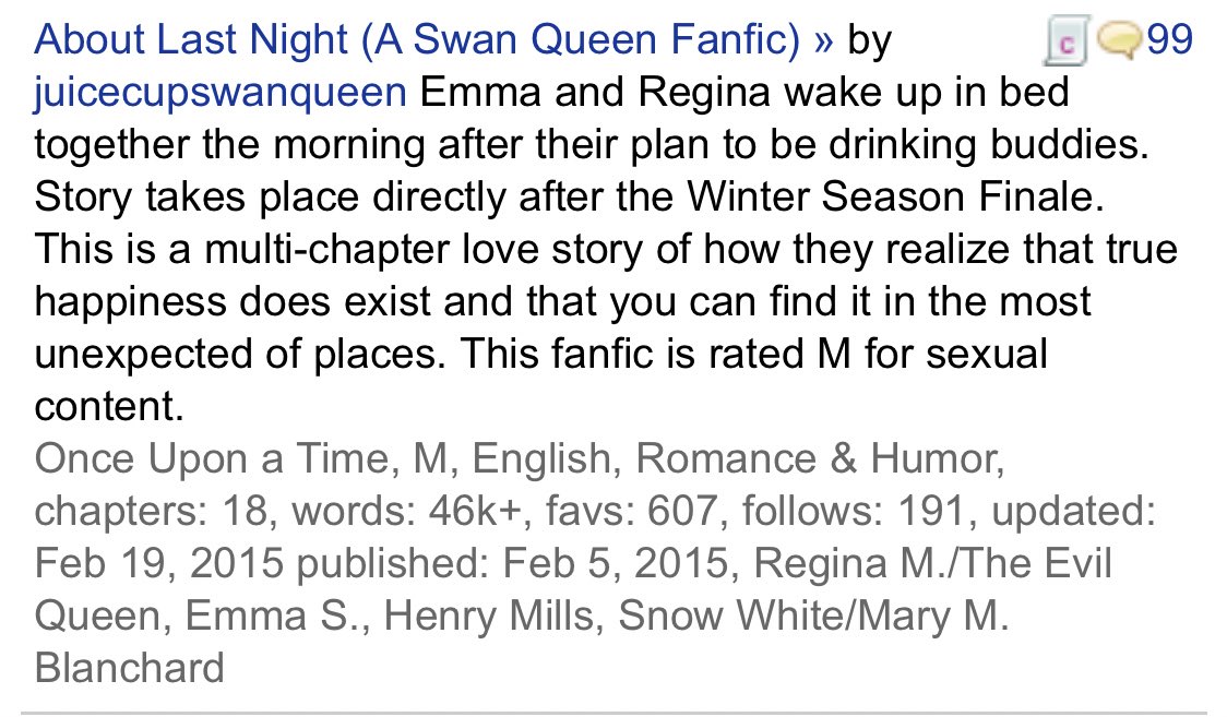 March 1: About Last Night by  @JuiceCupSQ  https://m.fanfiction.net/s/11024082/1/About-Last-Night-A-Swan-Queen-Fanfic