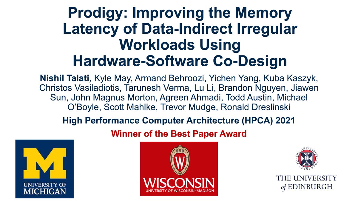 I am honored and humbled to have received the best paper award <a href="/HpcaArchConf/">HPCA</a> 2021. Special thanks to all of our collaborators for their persistence and hard work in making this possible. Cheers 🙌
