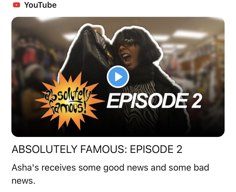 AshaDaviid's tweet photo. ABSOLUTELY FAMOUS EPISODE 2 IS OUT NOW!!! LINK IN BIO !!! #AbsolutelyFamous https://t.co/aLuLxJuHjj