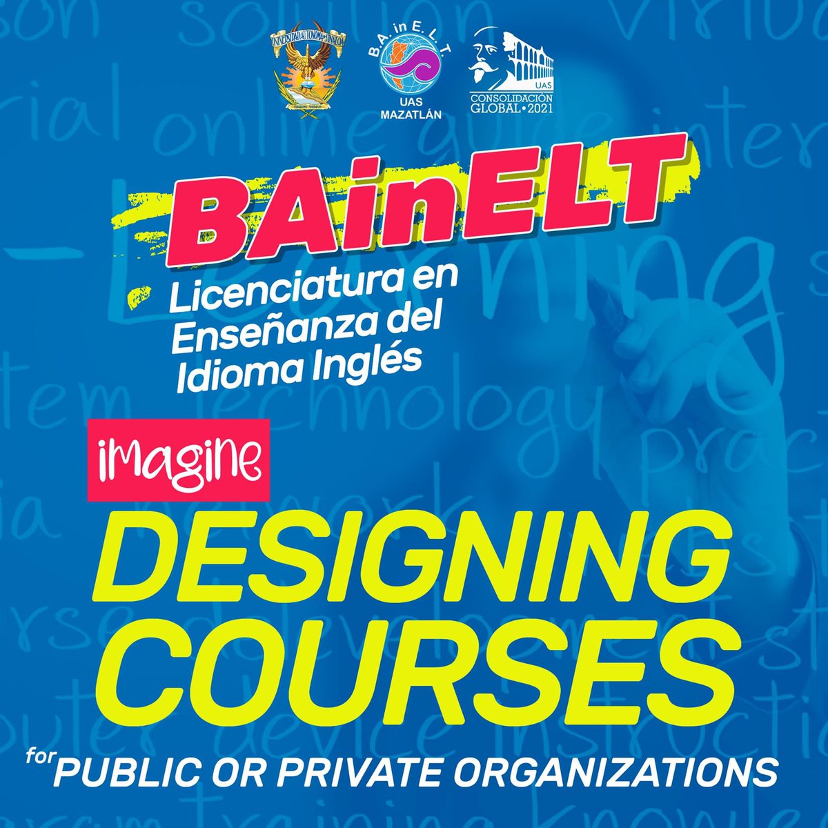BA_in_ELT's tweet photo. Imagine that!
You could revolutionise education by creating appropriate courses for all levels in the public or private sectors.

#SaveTheDate March 5th, Group C
Licenciatura en Enseñanza del Idioma Inglés

#TeachersInProgress #ComunidadCEIM #AgentsOfChange https://t.co/ylPt1V1j3Z