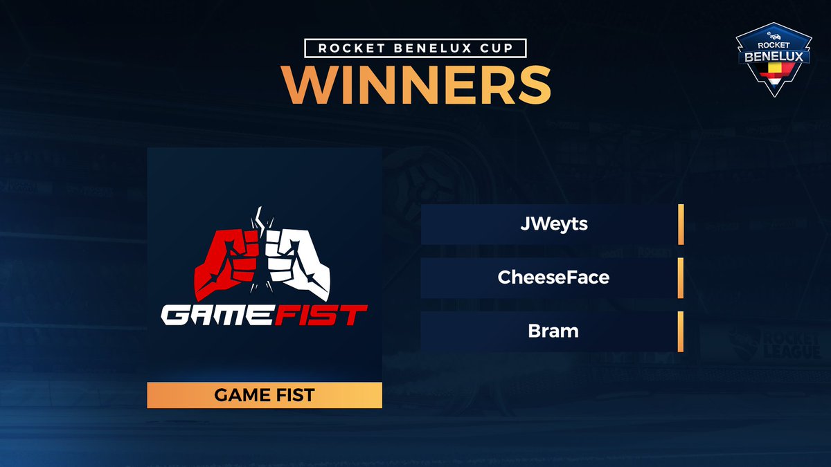 THE KINGS VAN DE BENELUX! 👑👊

@GameFistEU wint BACK TO BACK Monthlies! 🤩

GGs <a href="/JWeytsRL/">JWeyts</a>, <a href="/CheesefaceRL/">CheeseFace</a> &amp; <a href="/bramdeswaggerd/">Bram.</a>! 

Gaan we dezelfde dominantie terugzien in de Rocket Benelux Masters? 👀