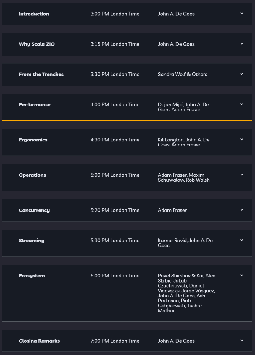 ZIO World 2021 schedule is now online! 💪

While the descriptions are mostly spoiler-free, one thing should be QUITE clear:

If you're interested in building modern apps with Scala, you simply MUST attend ZIO World 2021!! 🎉

zioworld.com