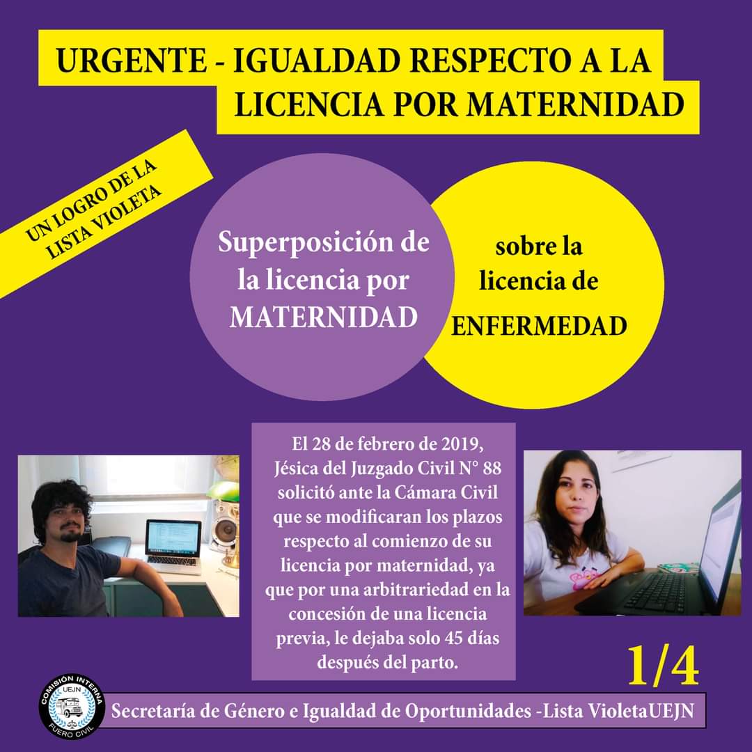 Colectivogremi's tweet photo. URGENTE: IGUALDAD RESPECTO A LA LICENCIA POR MATERNIDAD
#SecretaríadeGéneroeIgualdadDeOportunidades
#ComisionInterna
#FueroCivil
#ListaVioleta
#UEJN https://t.co/PbBPYWGbHH