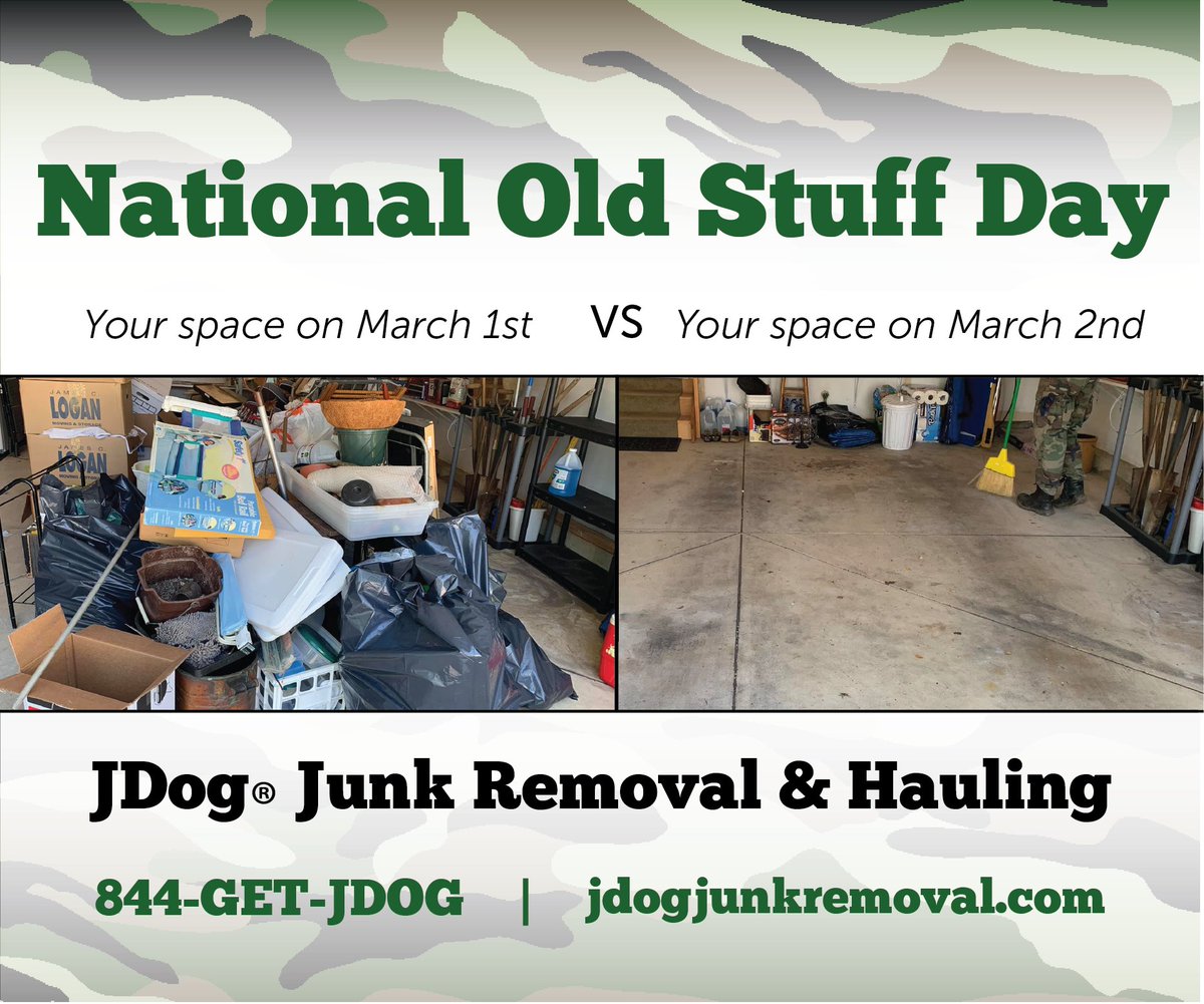 Today's #NationalOldStuffDay, no better way to celebrate it than to call JDog to come get rid of your old stuff for you! 760-239-5225 | 844-GET-JDOG

#junkremoval #jdogjunkremoval #junkremovalservice #veteran #veteranowned #sandiego #sandiego #sandiegocleaning #junkdrawer