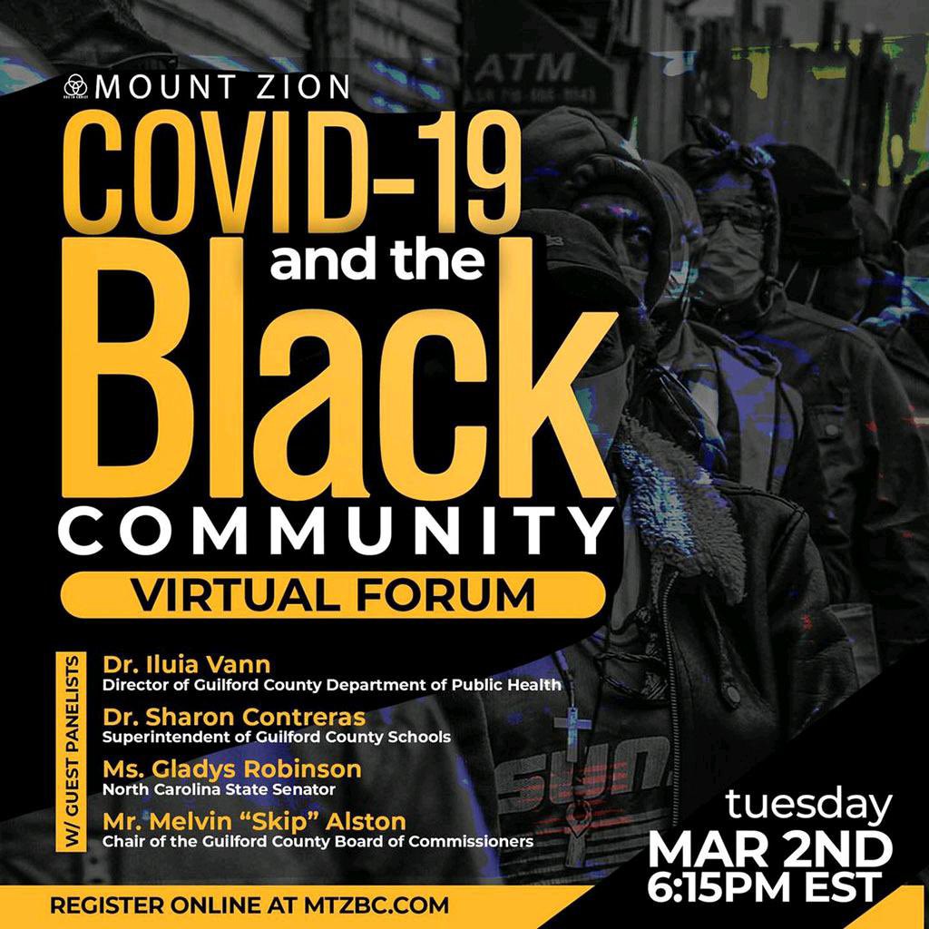 CVD-19 and the Black Community! What are you doing to become aware? Join us for a virtual discussion concerning this topic, with special guests.

TODAY AT 6:15PM
REGISTER HERE TO RECEIVE THE ZOOM LINK PRIOR 

formpl.us/form/1900386001
