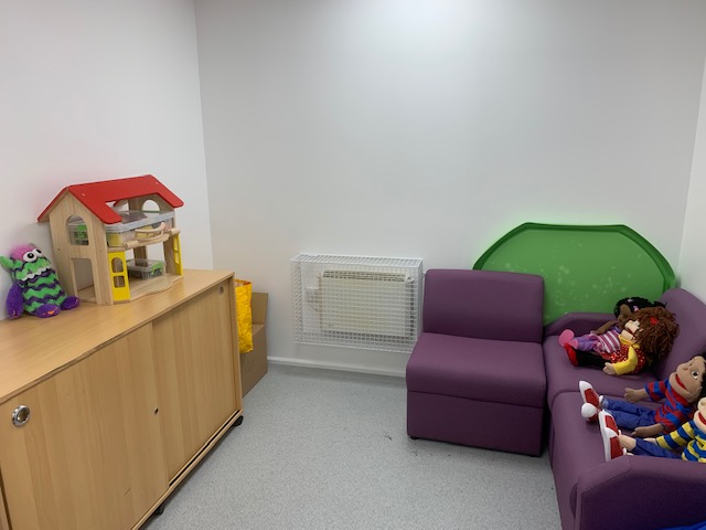 We're busy preparing to welcome all children back next week!! Here's a sneaky peak at our Rainbow Room #dogtherapy #drawingandtalking #sensoryplay. Our puppets are excited to meet the children.