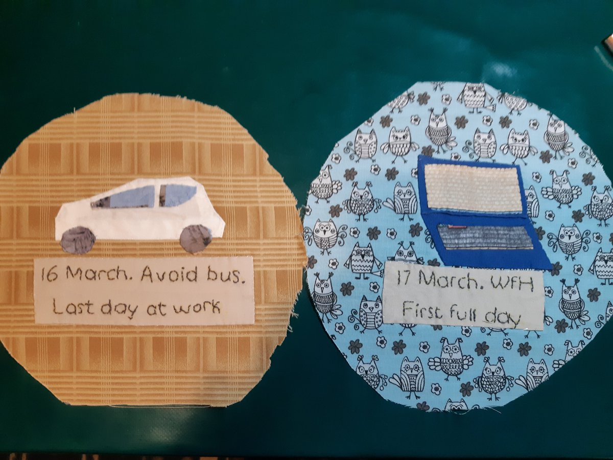 ClaimedStatHall's tweet image. I shall need to mark the 16th/17th March, I guess.  I'm awaiting the materials to combine in excess of 60 #lockdownjournal entries into a concertina-style cloth book. Here are the first two ... and the latest one!