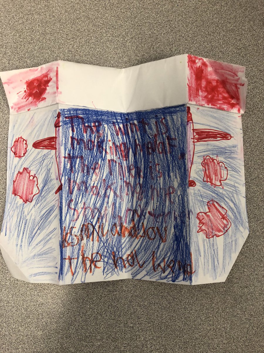 A student gave this poem to me today. It says:

The wind is making me smile. 
The river is making me laugh. 
My teacher is making me love 
the whole world. ♥️

#StarfishClub