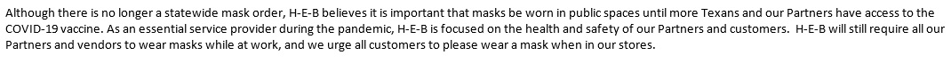 MikeBoard1200's tweet image. BREAKING:  One of Texas's largest businesses, @HEB, will *not* require customers to wear masks under @GovAbbott's order. Employees and vendors will still be masked up.