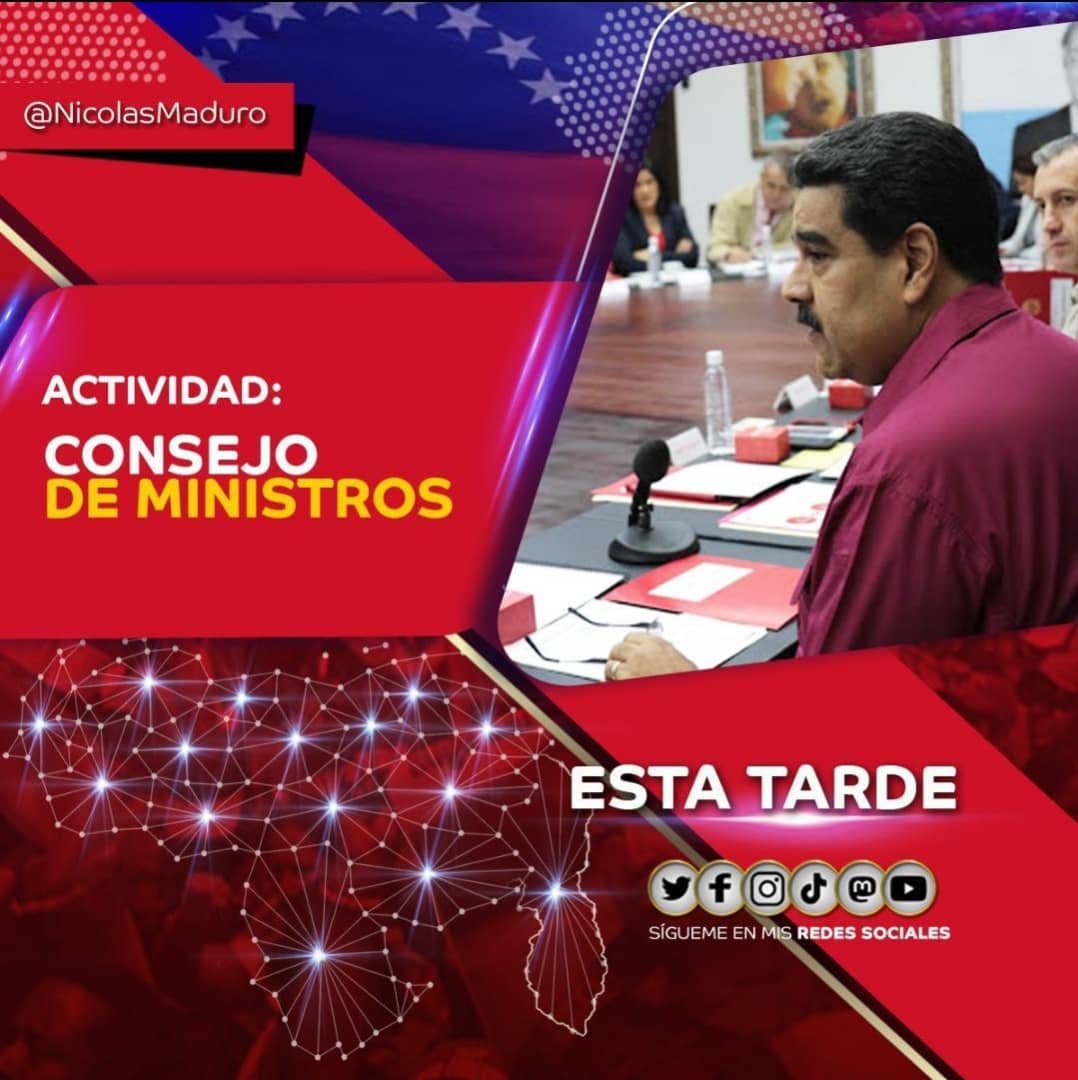 #EnBreve Pdte. <a href="/NicolasMaduro/">Nicolás Maduro</a> estará reunido en Consejo de Ministros. #Atentas #Atentos 

#2Mar
#VacunaEsperanzaYVida
