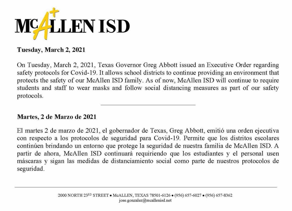Message from the Superintendent regarding school safety mcallenisd.org/article/412476…