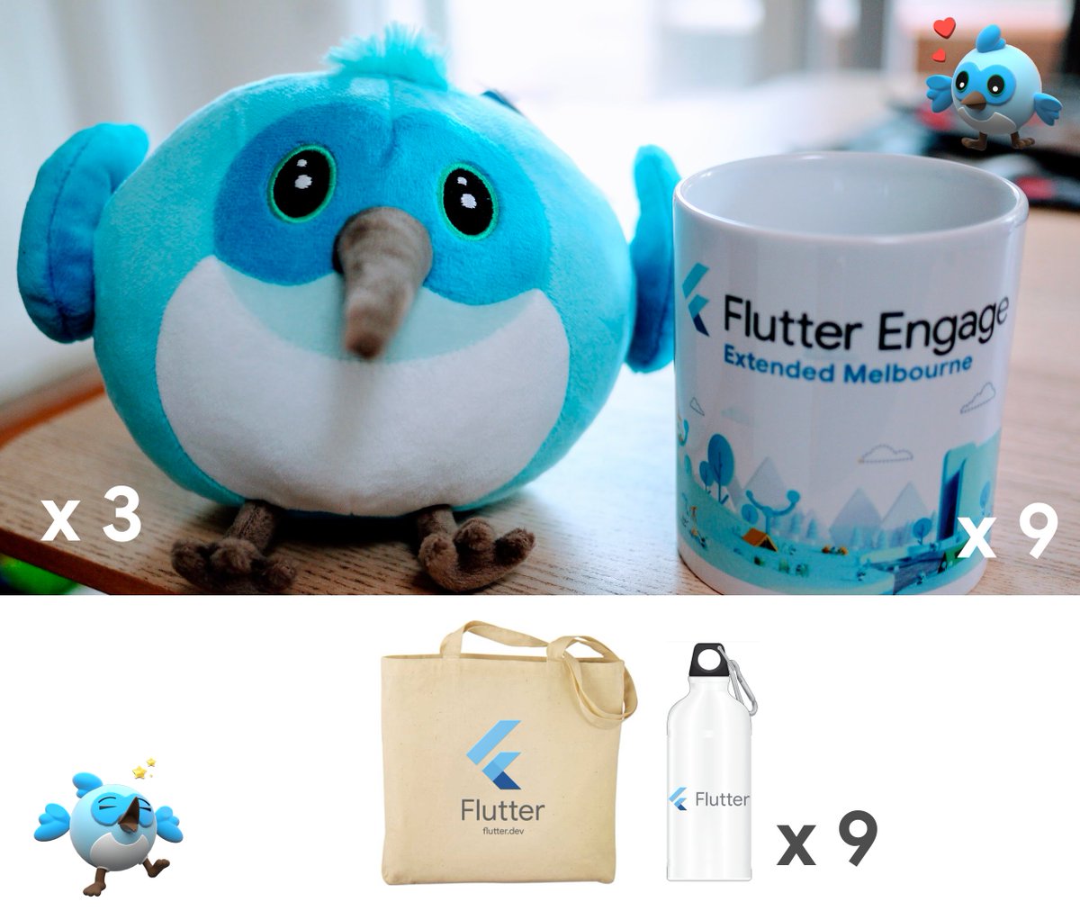 FlutterMelb's tweet image. Flutter Engage Extended Melbourne is on tomorrow night (Melbourne time) at 6pm.
Lots of Swag prizes including Dash Plushies 🎉
To win, post a reply to THIS tweet with a Flutter question. Best questions win swag !
meetup.com/Flutter-Melbou…
#FlutterEngage
