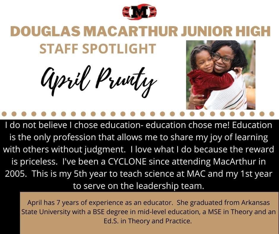 OTRCyclones's tweet photo. STAFF SPOTLIGHT- APRIL PRUNTY

Science Teacher, Cheer Coach and Leadership Team Member https://t.co/fpj5qQGJiq