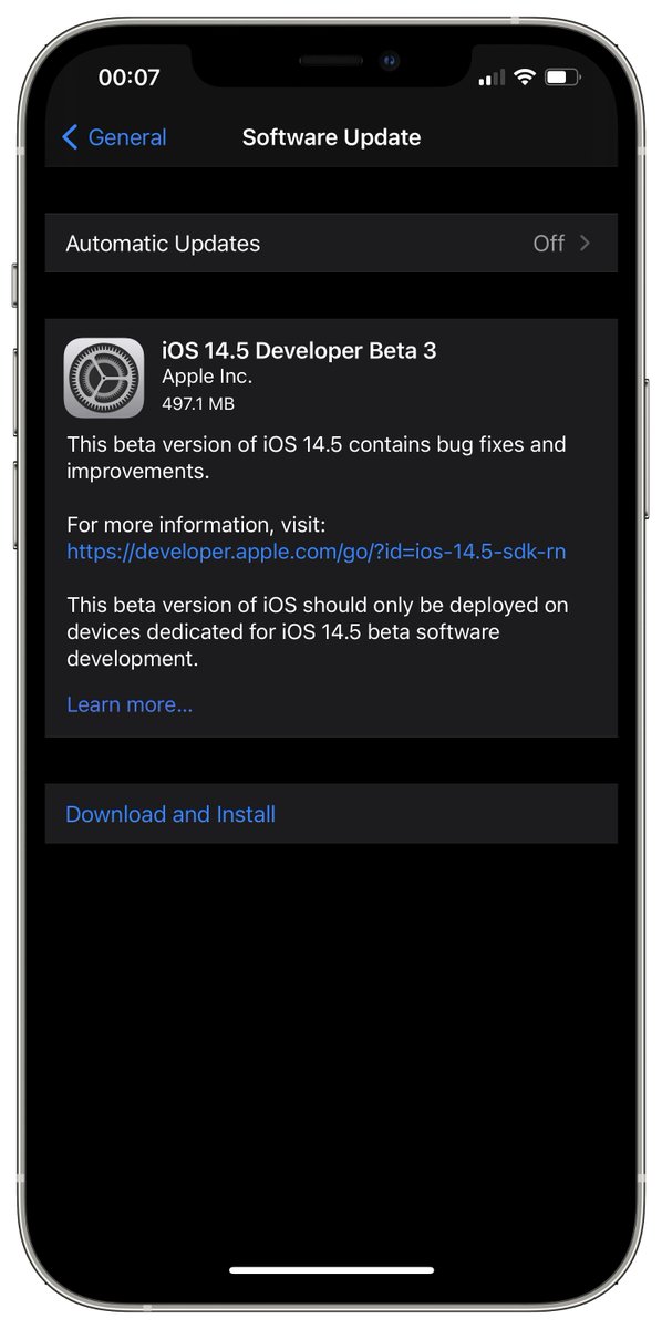 iSWUpdates's tweet image. iOS 14.5 Dev Beta 3 (18E5164h) has been released. #iOS145 #iOS145DevBeta3 #iOS145Beta3