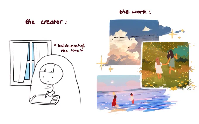 creator vs their work thing? haha shoutout to all my background artists 