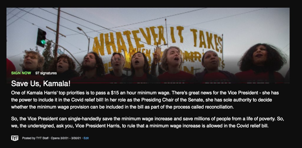 TheYoungTurks's tweet image. .@cenkuygur announces new petition to #FightFor15 #MinimumWage in #CovidReliefBill #SaveUsKamala @KamalaHarris @VP 

"You can put the minimum wage in there. Let's do it now." 

Sign: tyt.com/petitions/save… 

#tytlive #khive