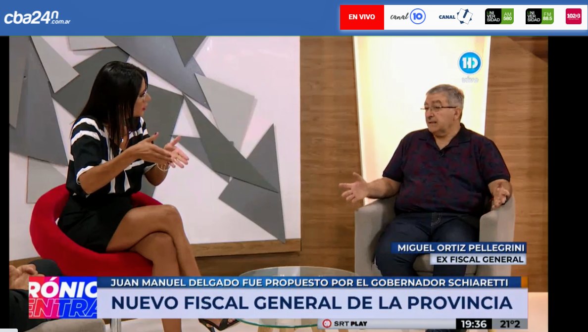 ORTIZPELLEGRINI's tweet photo. Gracias por convocarme #CronicaCentral @canal10cba para dejarles mi visión (como Ex Fiscal Gral) sobre la postulación de Juan Manuel Delgado como Fiscal Gral de nuestra provincia. Un gusto haber estado en el canal universitario con @ximesalkind @danieldiaztv @JFKloppenburg https://t.co/Ipy3HVHOMz