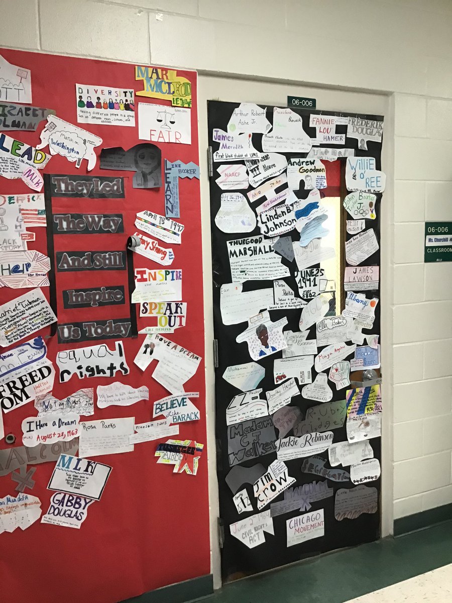 HinsonCenter's tweet photo. Congratulations to the winners of the Black History door decorating competition @HinsonHurrican1 @Hinson110 and thank you to all teachers who participated ❤️in order: 3rd place-Ms. Bing; Tie for 2nd- Ms. Churchill &amp; Ms. Webster; and our winner Ms. Hawkins. https://t.co/HxflGtCUkZ