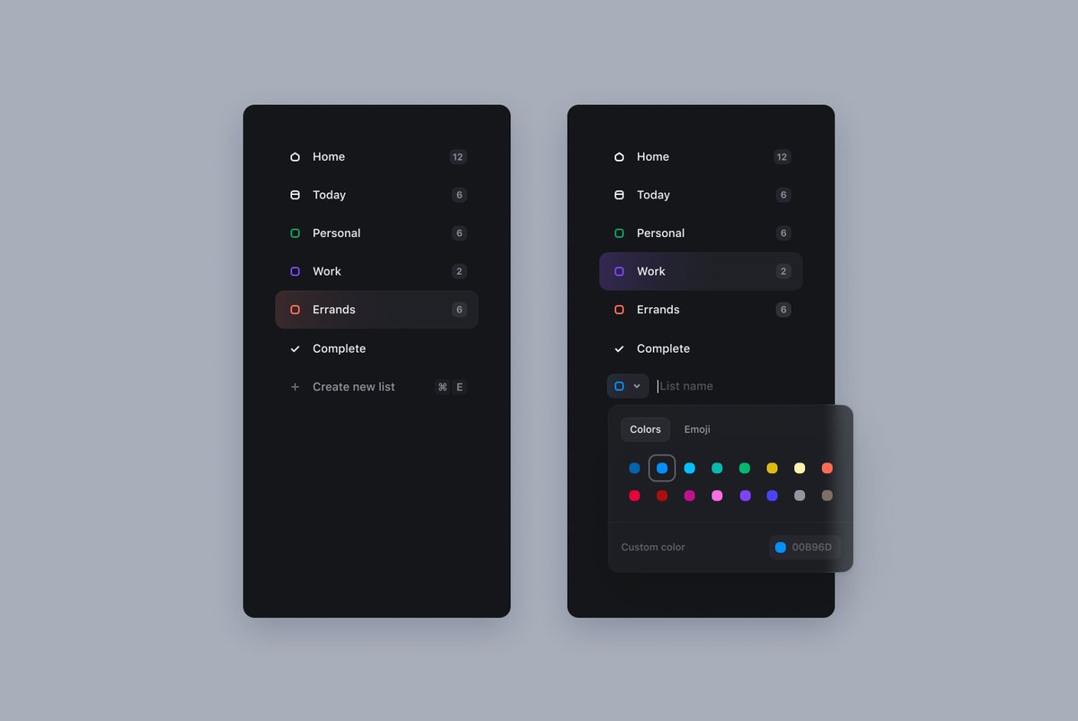 Main navigation preview (Dark Theme)