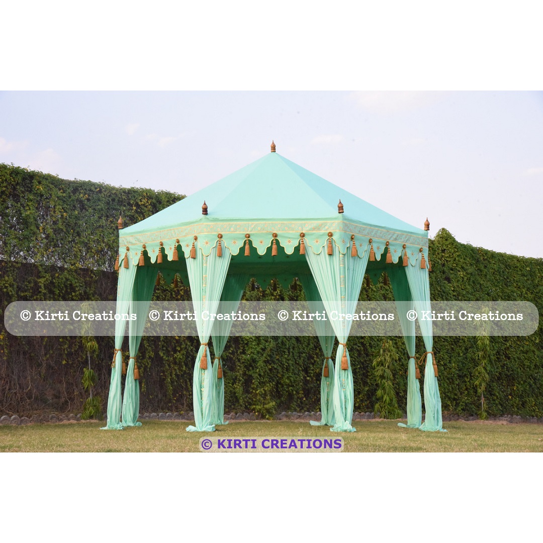 Fabulous Pavilion Tent, manufactured using premium quality raw materials, are assured of longer durability & smooth texture. #indiantent #indiantents #indianwedding #shamiana #shamiyana #indiantheme #tent #diningtent #teatent #heenaparty visit us at indiantent.com