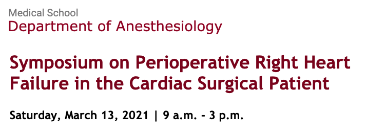 UMNanes's tweet photo. The objective of this multi-disciplinary symposium will be to update and educate care team members on how to best manage patients with right heart failure during the perioperative period and beyond.

RSVP ➡️ https://t.co/UARhGyf0U8 https://t.co/TASQdSU781