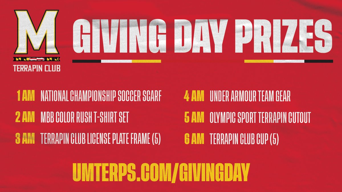 Our first set of prizes!

Donate now: umterps.com/givingday