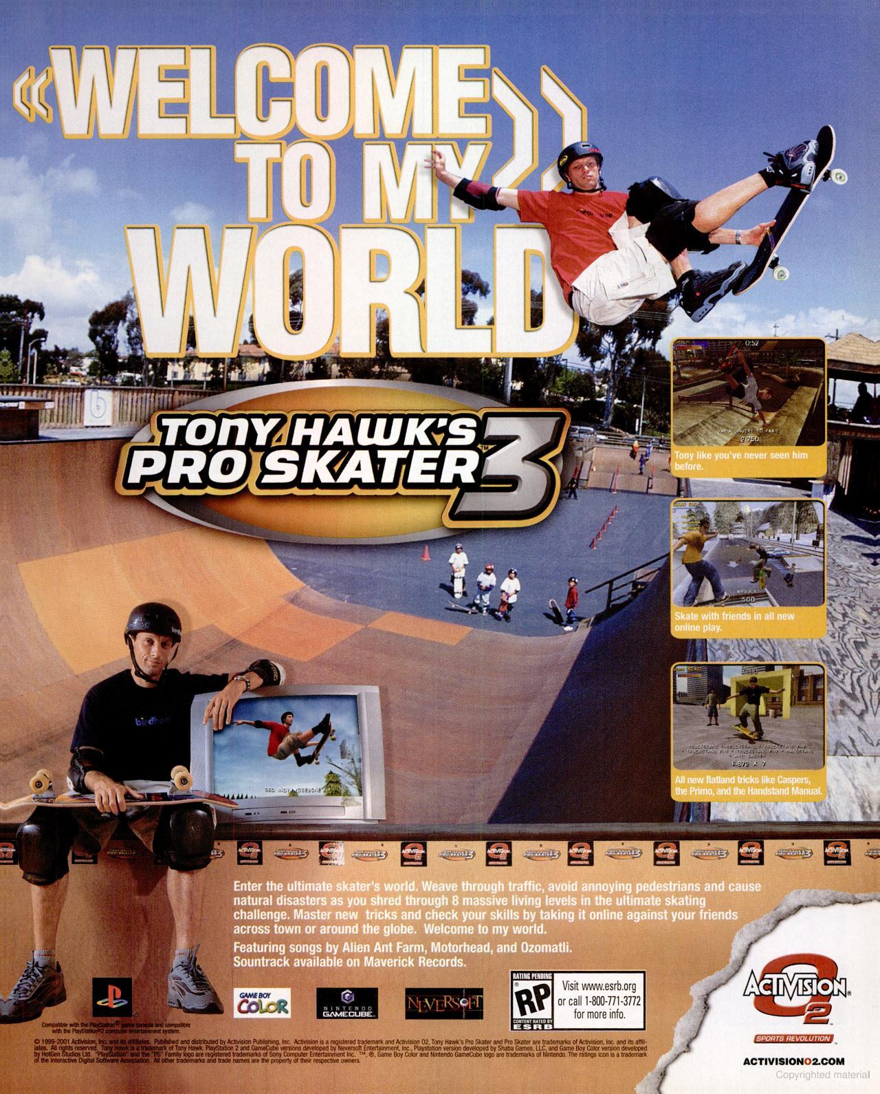 Tony Hawk's Pro Skater 3 Cheats For Xbox PlayStation 2 GameCube