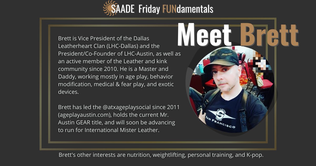 SAADE presents: Laboratory of Littles: An Exploration of Age Play! 🧸🍭Taught by: Brett

For more info, visit: linktr.ee/houseofsaade
Fri. March 12, 2021
⏰7:00pm

💻 ZOOM INFORMATION and RSVP: fetlife.com/events/974737

#sexpositive #ageplay #bdsm
