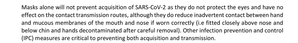 This is just a bizarre paragraph to gaslight workers. Of course masks don’t protect the eyes, and we are not talking about fomite transfers (which play a dubious role at best). There is no difference to the worker regarding hand washing when removing or adjusting a mask.