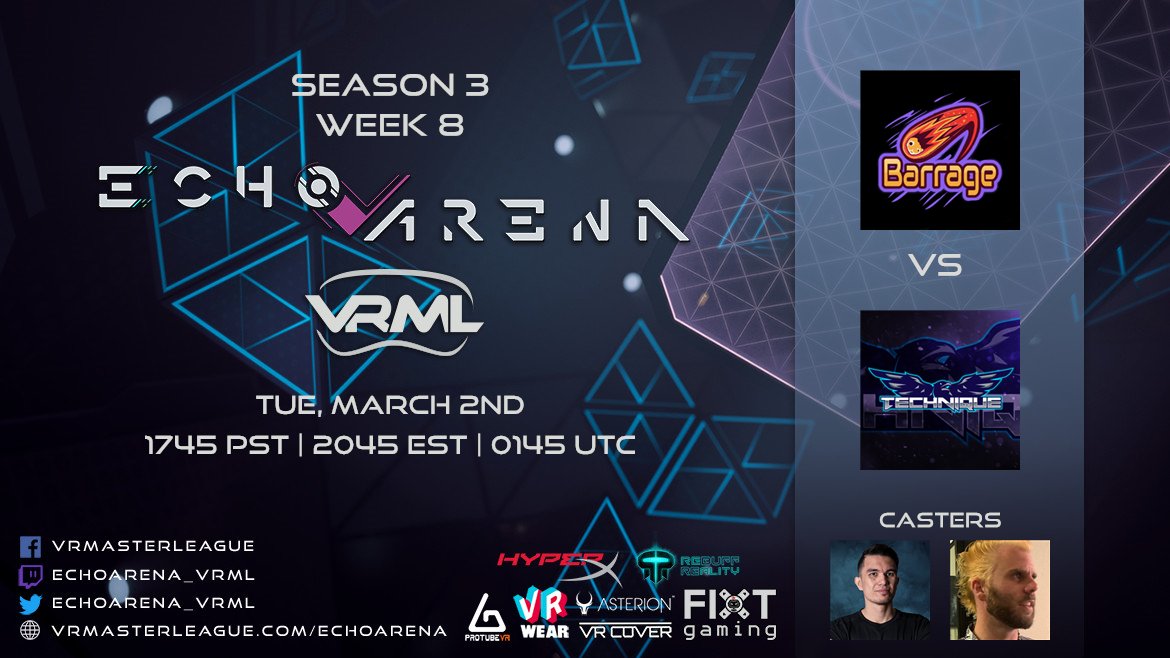 🔴Tuesday Night Matchups - LIVE!

Anarchy vs Synergy
Barrage vs Tec.hni.que

📺twitch.tv/echoarena_vrml
with <a href="/Palidore_VR/">Palidore</a> and DocEducation