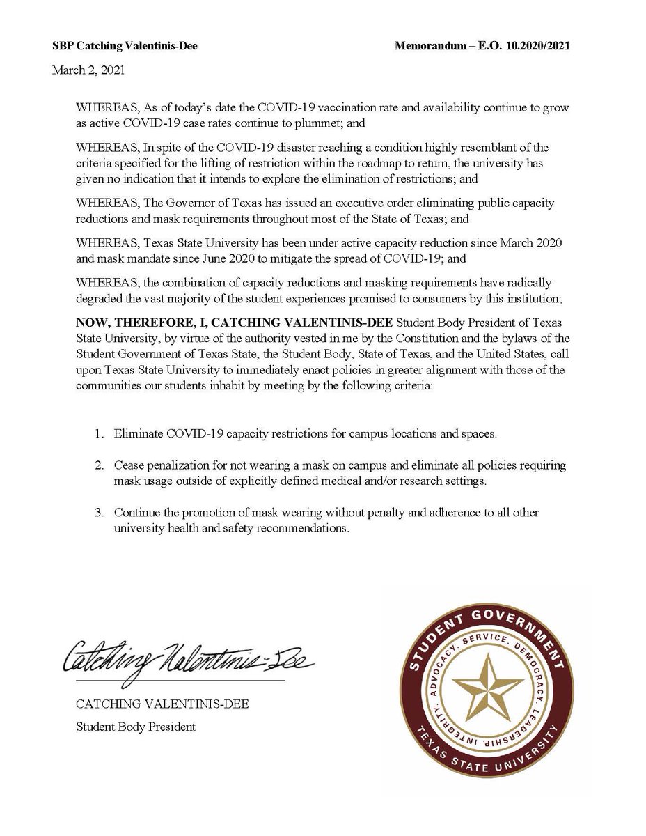 txstSG's tweet photo. All Bobcats @txst deserve to enjoy the same freedoms on campus their neighbors are guaranteed off campus. https://t.co/LvU54TY9Hu