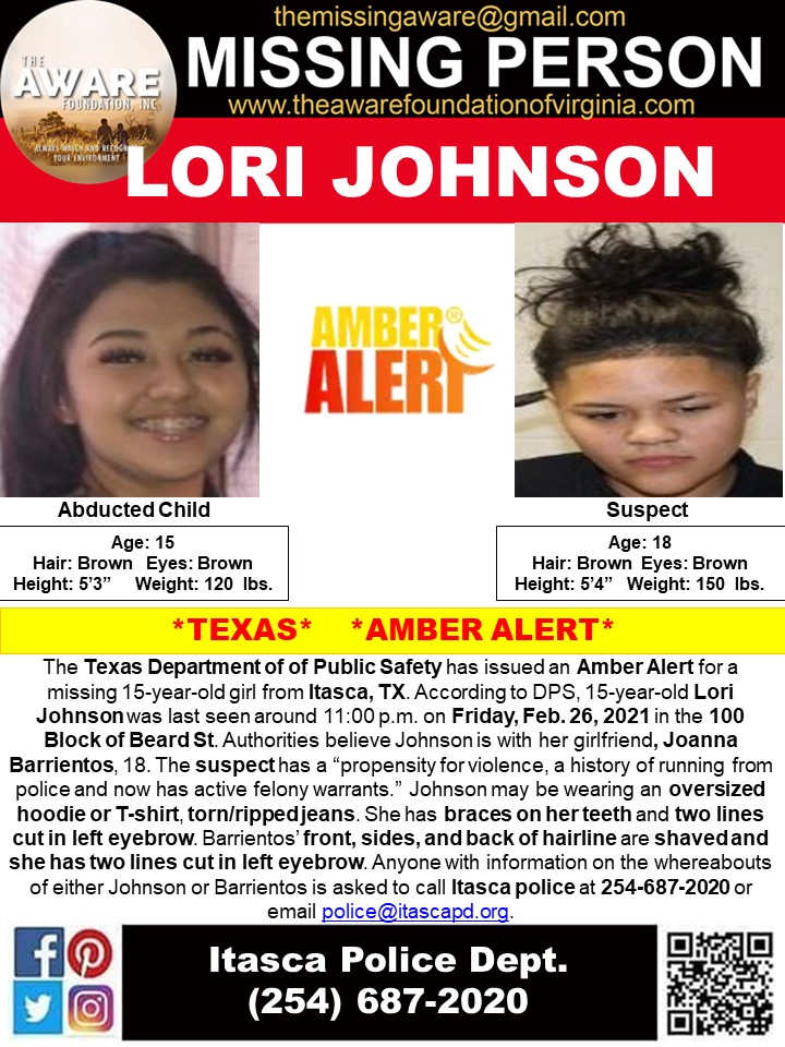 The AWARE Foundation on Twitter "***AMBER ALERT*** The Texas Department of of Public Safety has