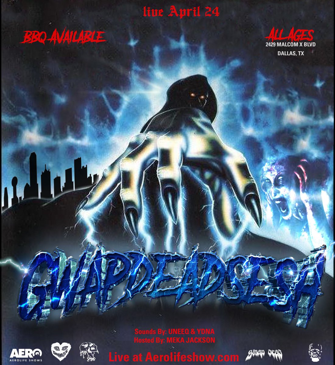 AeronotiqzInfo's tweet image. APRIL 24TH: #GWAPDEADSESH

500GWAPGANG @GwapGang500 &amp;amp; BRAINDEAD @BRAINDEADTEXAS Live in Dallas at @CreatorsDontDie

With @TrashxDallas @MikulProduction @STGDMoneyTurnUp &amp;amp; more!

ALL AGES
DOORS AT 7PM
FREE RSVP @ AEROLIFESHOWS.COM