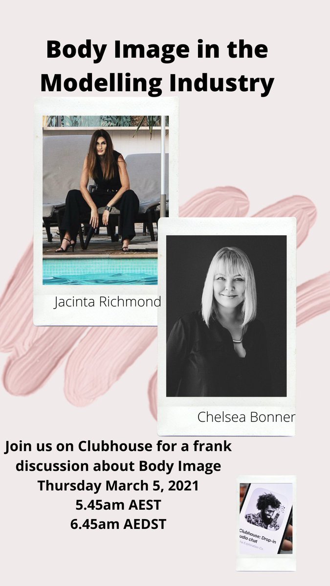Join us on Clubhouse Tomorrow - Body Image in the Modelling Industry - mailchi.mp/4f2b3b571595/b…