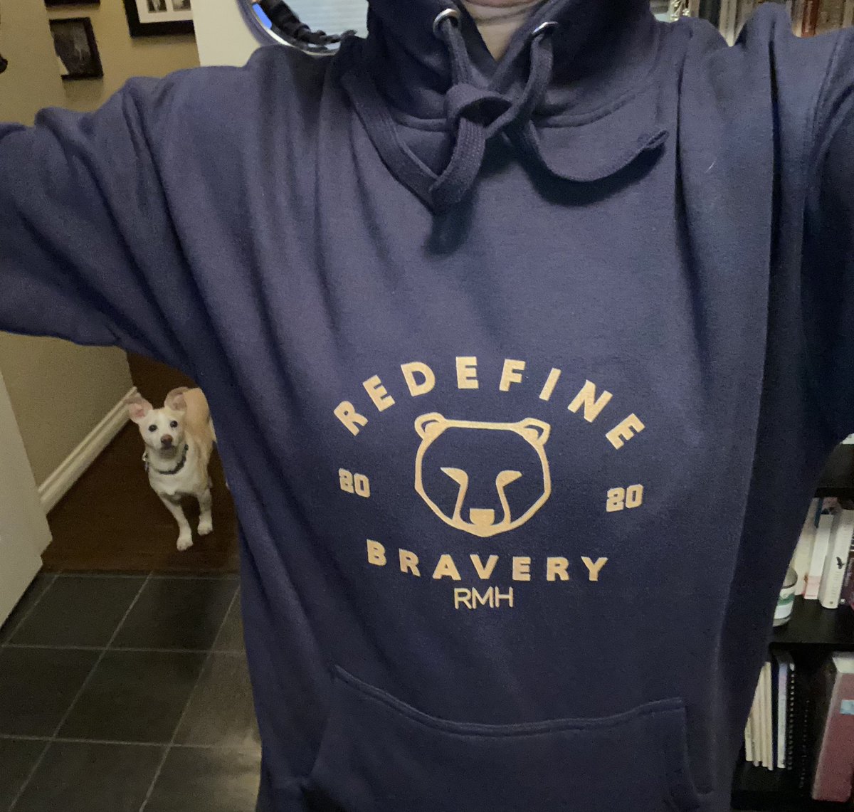 New hoodie love. 💙@spiritredefined #redefinebravery #mentalhealth #endthestigma #dogphotobomb 🐻