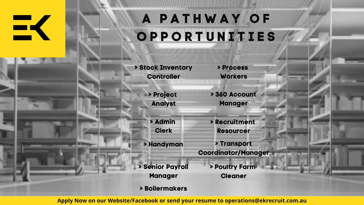 RecruitmentEk's tweet photo. Current job availabilities with EK Recruitment! 
- Want to work full time and secure the chance of going permanent?
- Want to have the opportunity to grow and learn all the skills of the trade? 

If you or someone you know is looking for a new challenge, APPLY NOW! #jobs #hiring https://t.co/XVjgKouUSk